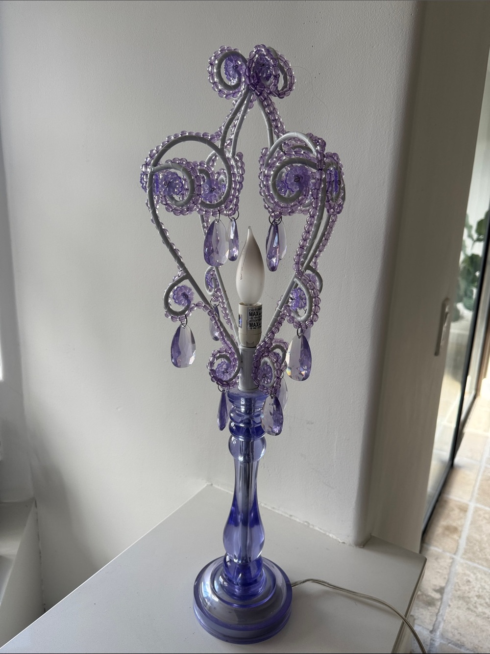 Purple Beaded Table Lamp